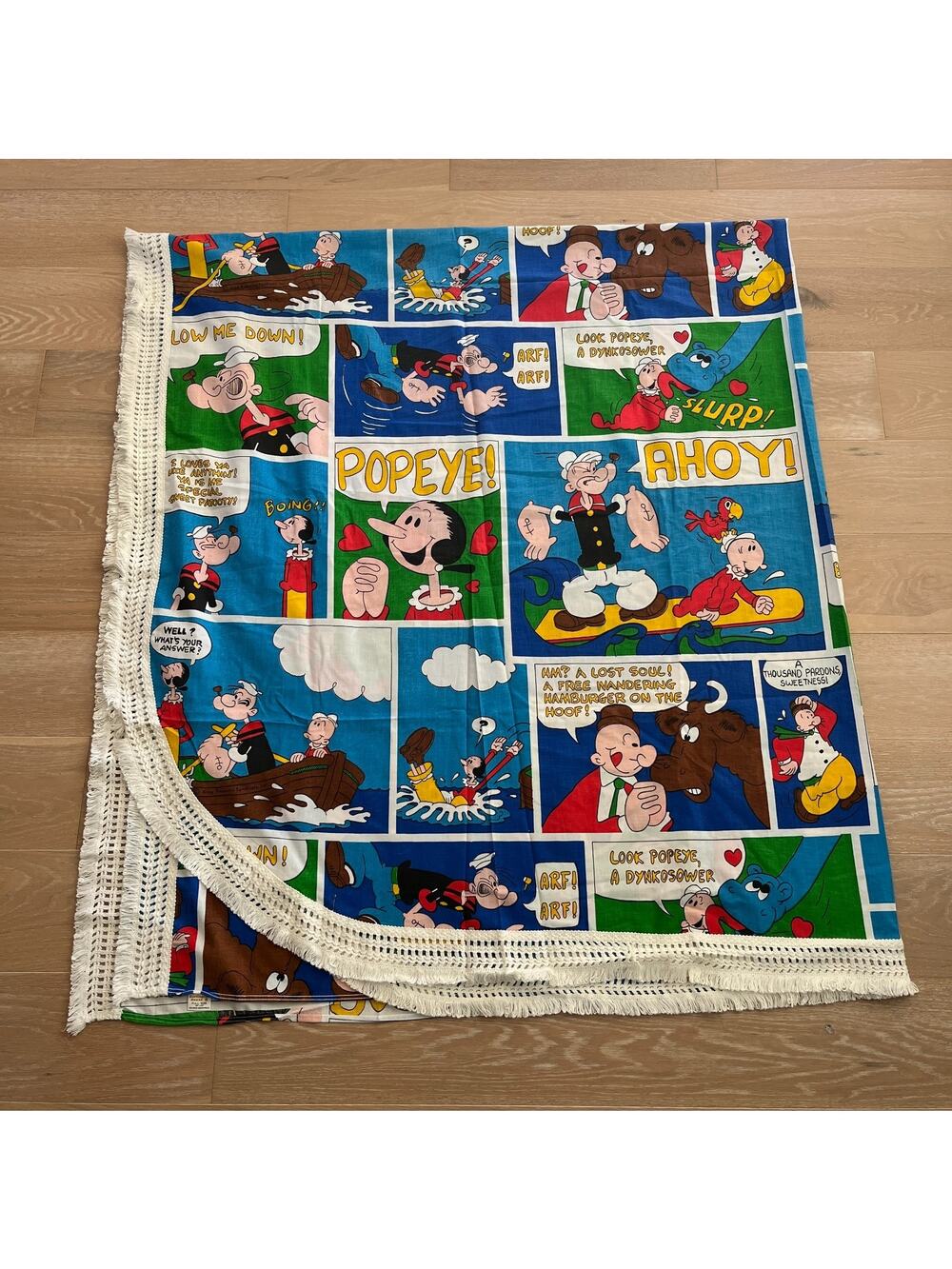 Vintage Burlington House Popeye The Sailor Man Cartoon Full Bedspread Throw